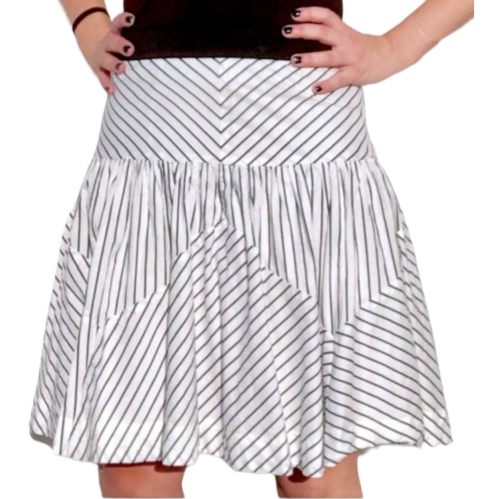 For Anthropology Maeve cotton skirt Black and white striped size 6.